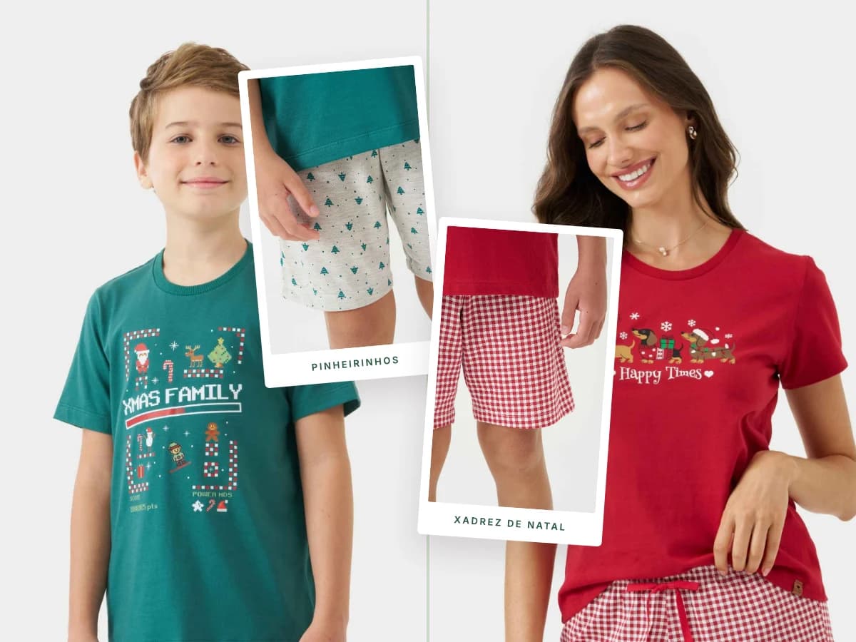 A mesma estampa, o mesmo sorriso — pijamas Olá Pijamas