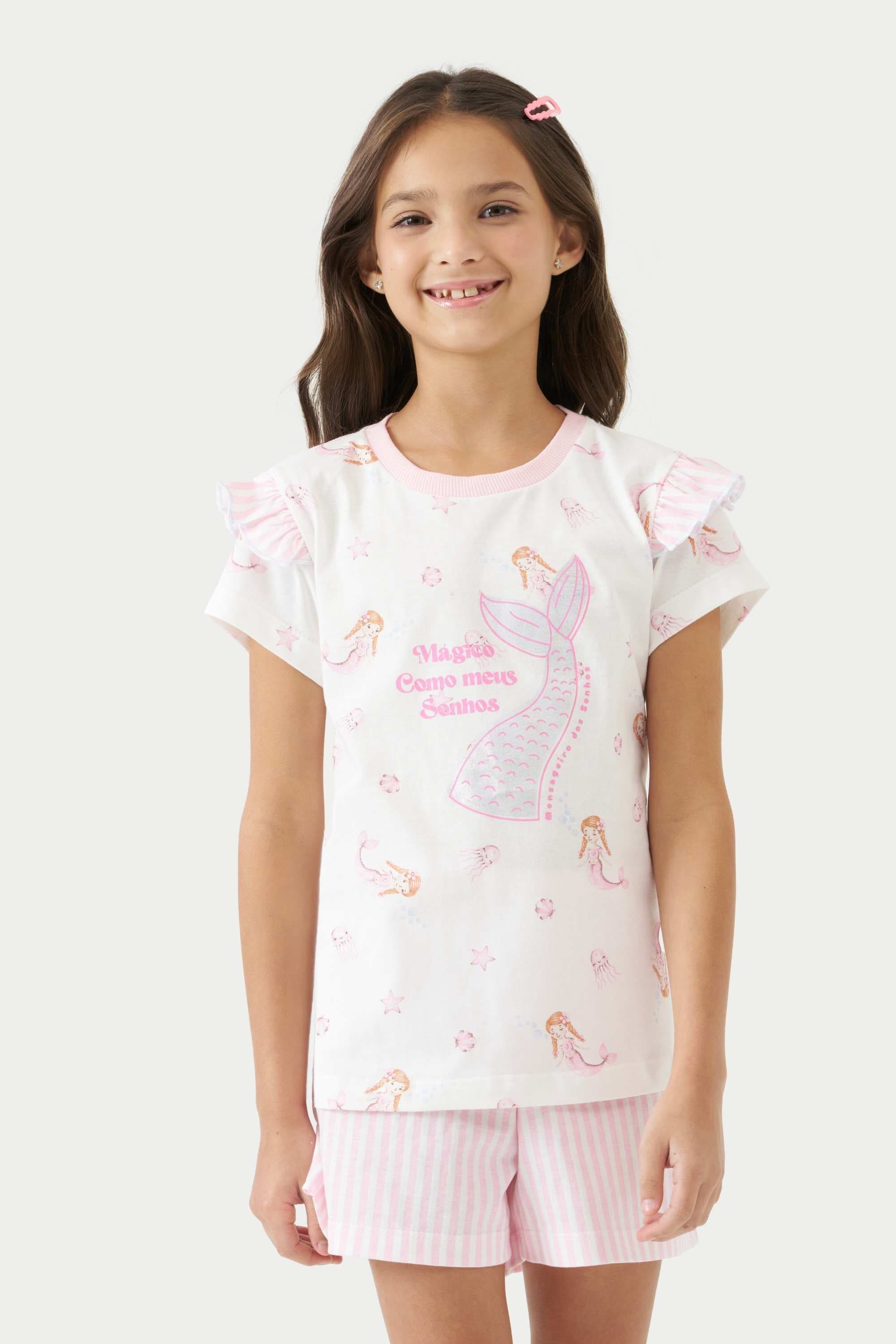 Pijama Infantil Manga Curta Menina Coordenado Fábula