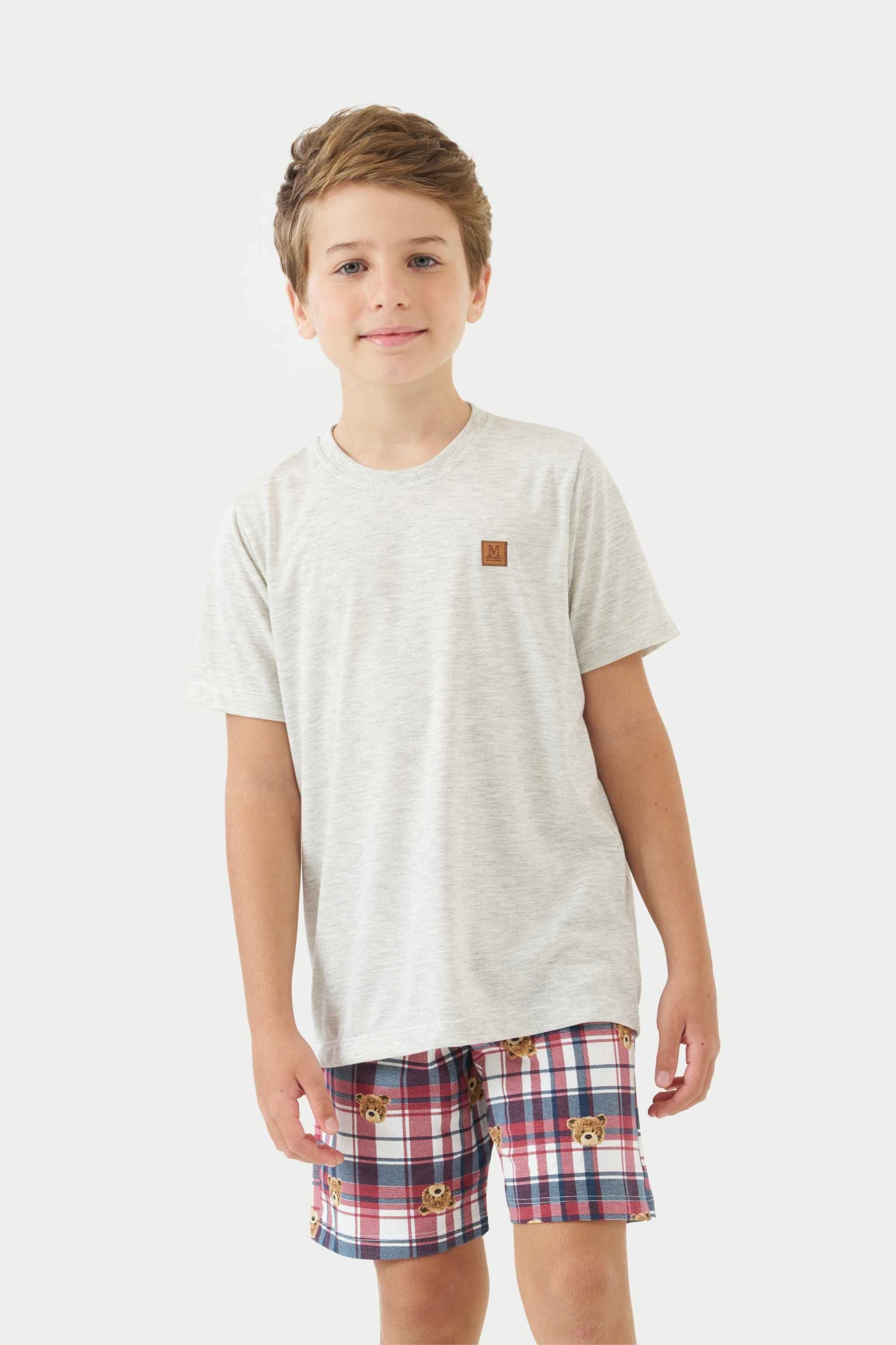 Pijama Infantil Menino Manga Curta Coordenado Teddy Bear