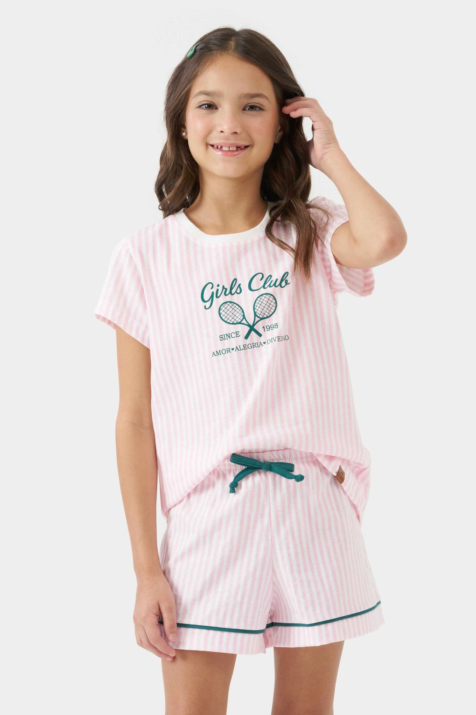 Pijama Infantil Manga Curta Girls Club