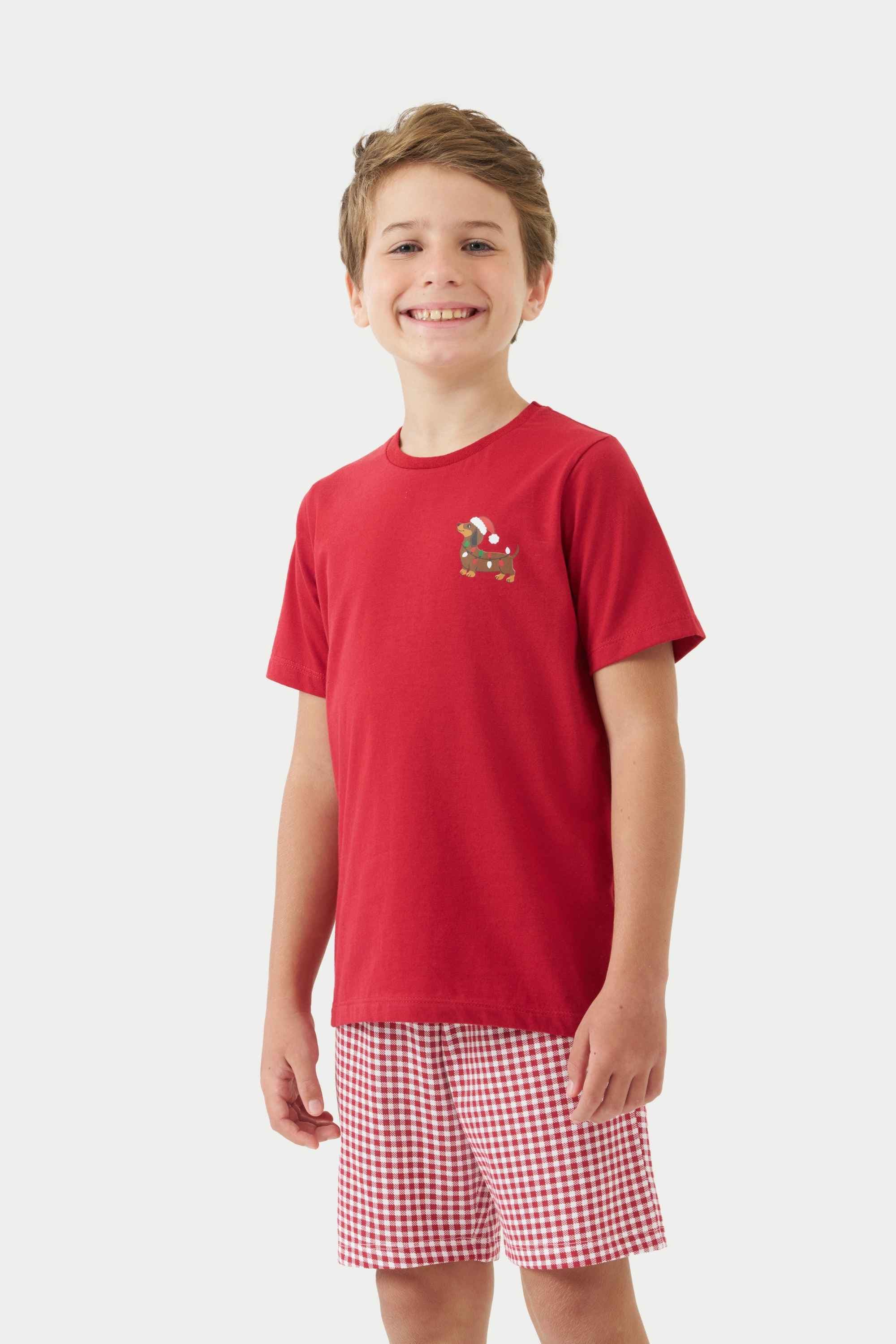 Pijama Curto Infantil Masculino Coordenado Natal