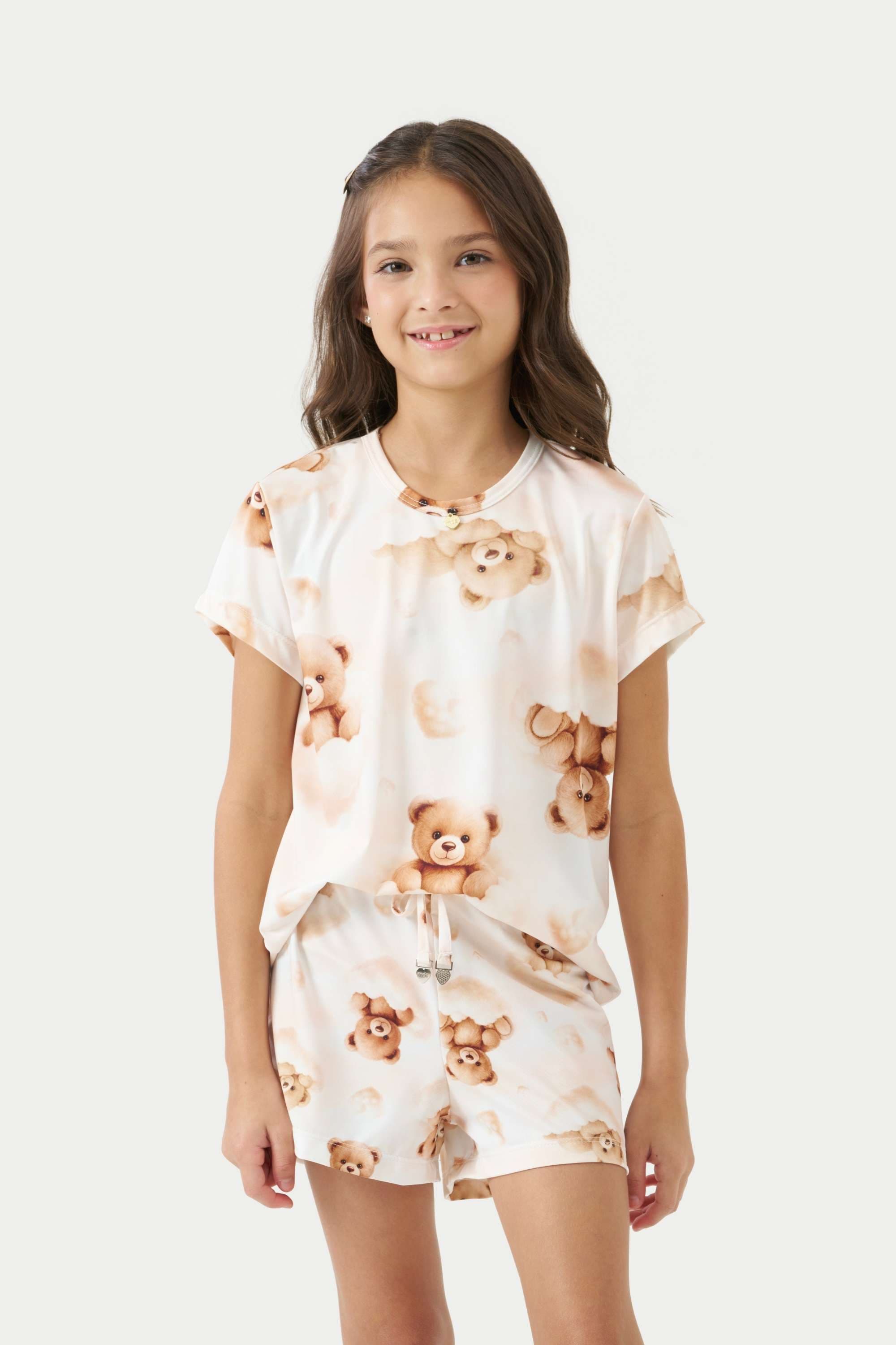 Pijama Manga Curta Infantil Feminino Sonhos de Fofura