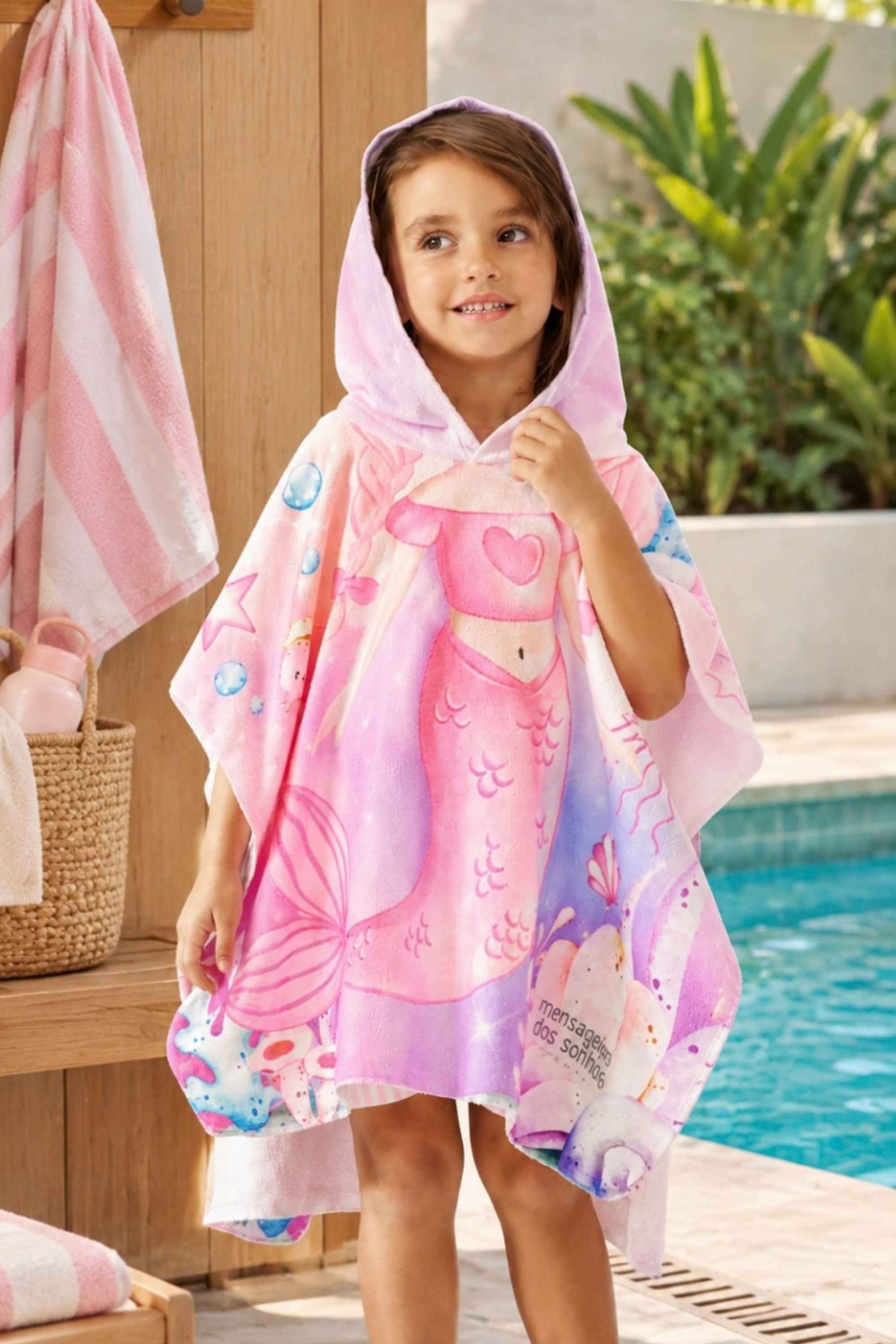 Toalha de Banho com Capuz Infantil Menina Coordenado Fábula