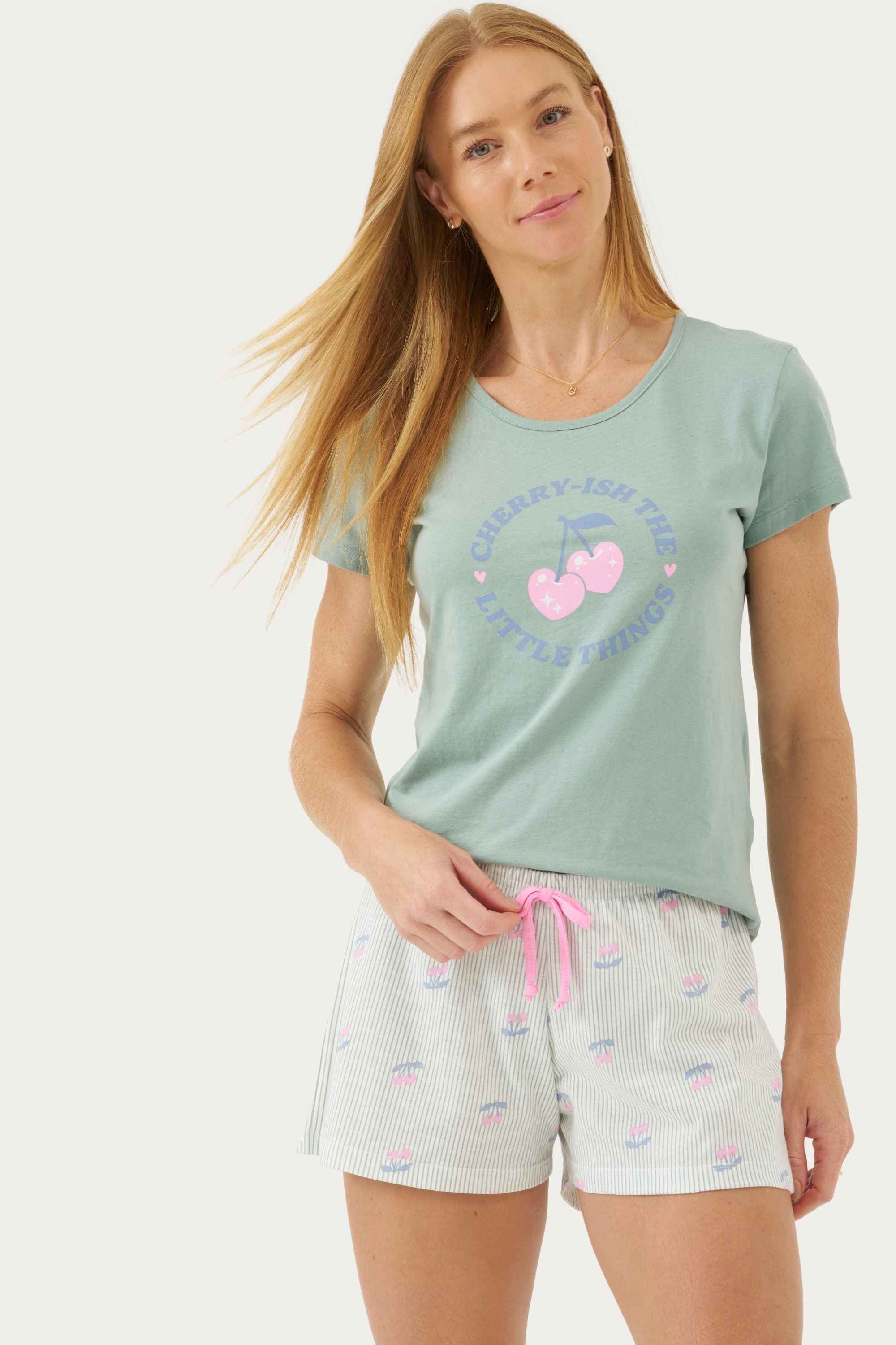 Pijama Feminino Manga Curta Coordenado Cherry Love